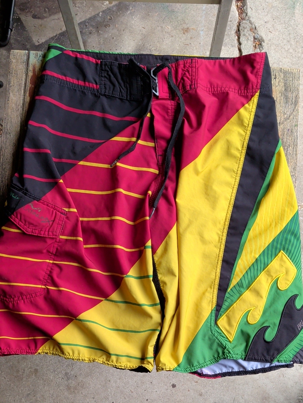 Billabong Colorblock Swim Shorts - Yellow/Red/Green